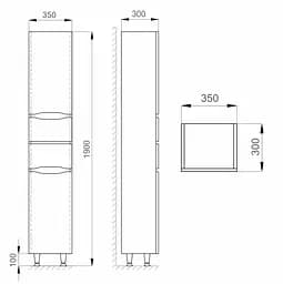 Пенал підлоговий Sanwerk "Ліга" 35 Мессина MV0000387 правий, Горіх - мініатюра 4