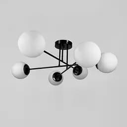 Люстра у чорному корпусі із 6-ма білими плафонами Ø 77 см | Line F | Арт. S7072/6 BK+WT