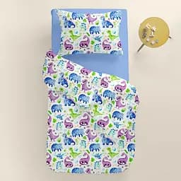 Дитяча постільна білизна в ліжечко DINO CS5, бірюзовий (DinoVioletBlueGreen_Wave110x160_140) - мініатюра 2