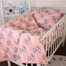 Комплект постільної білизни MirSon Бязь 20-0028 Little girl Teddy 110х140 рожевий (2200010266450) - мініатюра 2