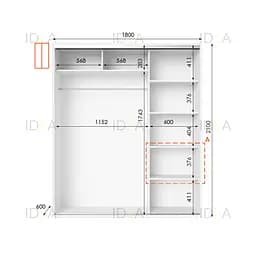 Шафа-купе Idea серія 5 180 x 60 x 210 см Білий - мініатюра 2