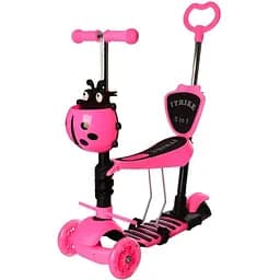 Самокат детский iTrike с родительской ручкой 32х14х78-86 см Розовый 000222606