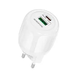 Адаптер сетевой Borofone Lustrous charger BA94A 1USB/1Type-C, 30W/3A, PD/QC|