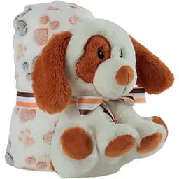 Плед Perletti Toys Duff Dog з м'якою іграшкою 120x80 см білий/коричневий (P13067)