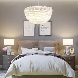 Светильник с натуральными перьями белого цвета Ø 60 см | Ст. AS 136-600 WT Line F