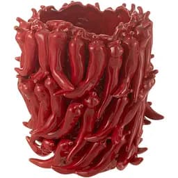 Ваза ексклюзивна J-line з перцями червона порцеляна 32 см (48333)