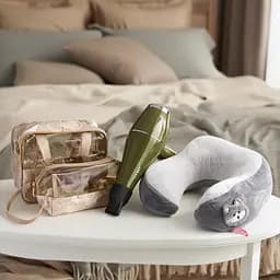 Подарунковий бокс: фен Sokany SK-14006 + ортопедична подушка для подорожей + набір прозорих косметичок CP2026-11