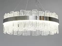 Кругла кришталева світлодіодна люстра в вітальню, срібна люстра, 140Вт