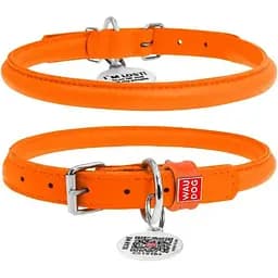 Нашийник для собак Waudog Glamour шкіряний з QR паспортом, круглий, XL, Д 13 мм, Дов 53-63 см (4820152567352)