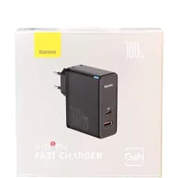 Зарядний пристрій Baseus GaN5 Pro Fast Charger C+U 100 W з кабелем Type-C to Type-C чорний