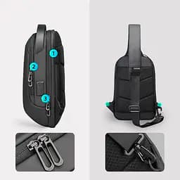 Рюкзак на одне плече Mark Ryden MR7918 з USB-портом і захистом від вологи (Чорний) - мініатюра 3