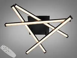 Сучасна стельова LED люстра для вітальні Diasha 2535BK чорна 56 W з пультом диммер 63 см 8-16 м2