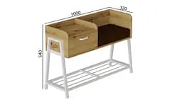 Банкетка із тумбочкою Ferrum-decor Бланка 540x1000x320 метал Білий ДСП Дуб Артізан 16 мм (FRD-103036) - мініатюра 3