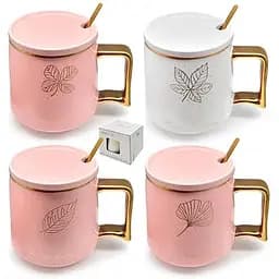 Чашка з кришкою та ложкою Golden leaves 500ml