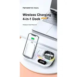 Зарядка Qi 4in1 wireless charger RGB/Clock XYJ A06 сумарно 30 W для Phone/Watch/Earphones - мініатюра 6