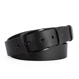 Ремень мужской кожаный JK-4013 черный с черной пряжкой (125 см)