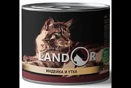 Влажный корм для кошек Landor, индейка с уткой, 200 г