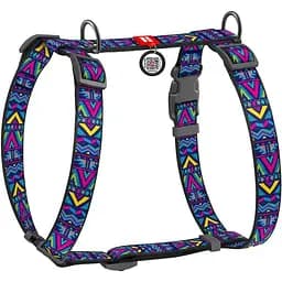 Шлея для собак Waudog Nylon анатомічна H-подібна з QR-паспортом, малюнок "Інді", пластиковий фастекс, М