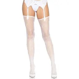 Чулки Leg Avenue Daisy Dot Fishnet Stockings One Size White