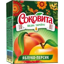 Упаковка сокового напою Соковита Яблуко-Персик з м'якоттю 5.4 л (200 мл х 27 шт.) - мініатюра 2
