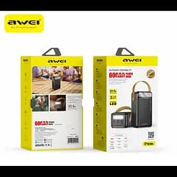 Зовнішній акумулятор Awei P101K 60000 mAh, Power Bank з швидкою зарядкою PD 22,5W, чорний - мініатюра 2