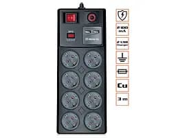 Фильтр питания REAL-EL RS-8F USB CHARGE 3.0m Black