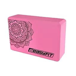 Блок для йоги з малюнком EasyFit EF-1819-P, EVA, рожевий