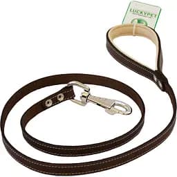 Кожаный поводок Lucky Pet, 120х1,4 см, коричнево-бежевый