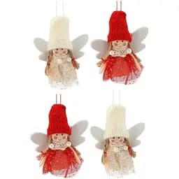 Прикраса-підвіска Chomik Фея 6 см червоно-бежева 4 шт. (TIA0133)