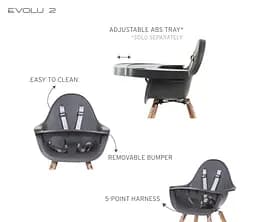 Стілець для годування Childhome Evolu 2 з бампером антрацит (CHEVOCHNA) - мініатюра 6