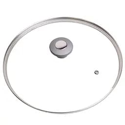 Кришка для посуду Kamille скляна універсальна з металевим обідком 28см 0826GR (KM-0826GR)