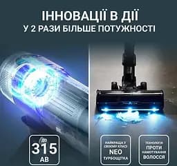 Rowenta Пилосос Rowenta безпровідний X-Force Flex 16.60 Animal, 315Вт, вологе прибирання, конт пилок -0.65л, автон. робота до 120хв, HEF system 99,9%, чорно-сірий - мініатюра 10