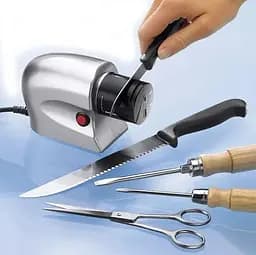 Електрична точилка для заточування ножів та ножиць ELECTRIC SHARPENER Silver, Kitchen Master Сірий 86963 - мініатюра 9