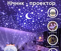 Нічник-проектор музичний з різними сюжетами, 360° - мініатюра 6