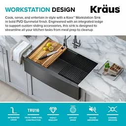 Кухонна мийка Kraus Kore KWF210-33/PGM, Графит - мініатюра 5