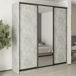 Шафа-купе тридверна MebelStar Комбо BG 2ДСП/Дзеркало 220x45x240 см Бетон (MBS-9672)