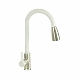 Змішувач для кухні з висувним виливом Platinum KT 8203 (8614) Топаз комбі Білий