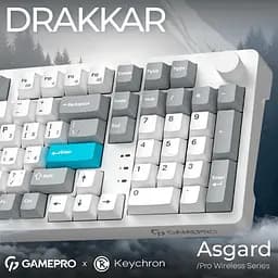 Клавиатура игровая механическая GamePro MK-305-WH Asgard Drakkar Keychron Super Red Switch Bluetooth 5.2/2.4 ГГц/USB White - мініатюра 2