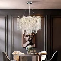 Изысканная серебряная подвесная люстра с хрустальными камнями Ø 60 см | Ст. 33001-600 CH | Line F