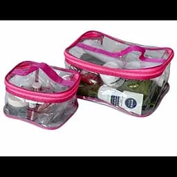 Комплект прозорих косметичок 2 шт (рожевий)