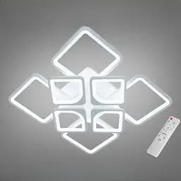 Стельова LED-люстра Diasha H8060/4+4WH 135W, 60x60x14 см, 3 кольори світла, біла