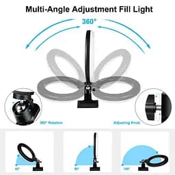Кільцева USB LED лампа Puluz PKT3126B 10.2" + затискач - мініатюра 2