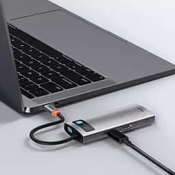 Мультипортовий адаптер Baseus Metal Gleam Series 5-in-1 Multifunctional Type-C Hub сірий (WKWG020013) - мініатюра 2