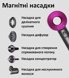 Фен з іонізацією Super Hair Dryer 5в1 безшумний з 5 насадками для укладання волосся 1600 Вт - мініатюра 7