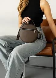 Жіноча кругла сумка Sambag Bale шоколадна 20 х 20 х 10 см (52200020) - мініатюра 4
