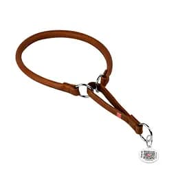 Ошейник-удавка для собак кожаная Waudog Soft с QR-паспортом круглая Д 13 мм Д 61-70 см коричневая