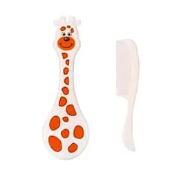 Мягкая щеточка и гребешок для волос Lindo Жираф, белый (Lі 600 бел)