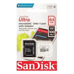 Карта пам'яті microSDXC (UHS-1) SanDisk Ultra 64Gb class 10 A1 (100Mb/s) (adapter SD) - мініатюра 2