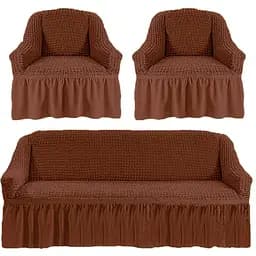 Набір чохлів Love You на тримісний диван і 2 крісла креш-жатка шоколад (09) (81154)