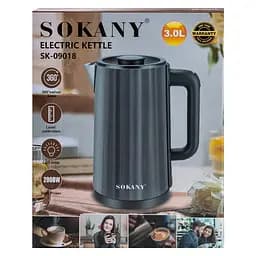 Електрочайник SOKANY SK-09018 дисковий 3 л, шоколад Sokany SK-09018G - мініатюра 7